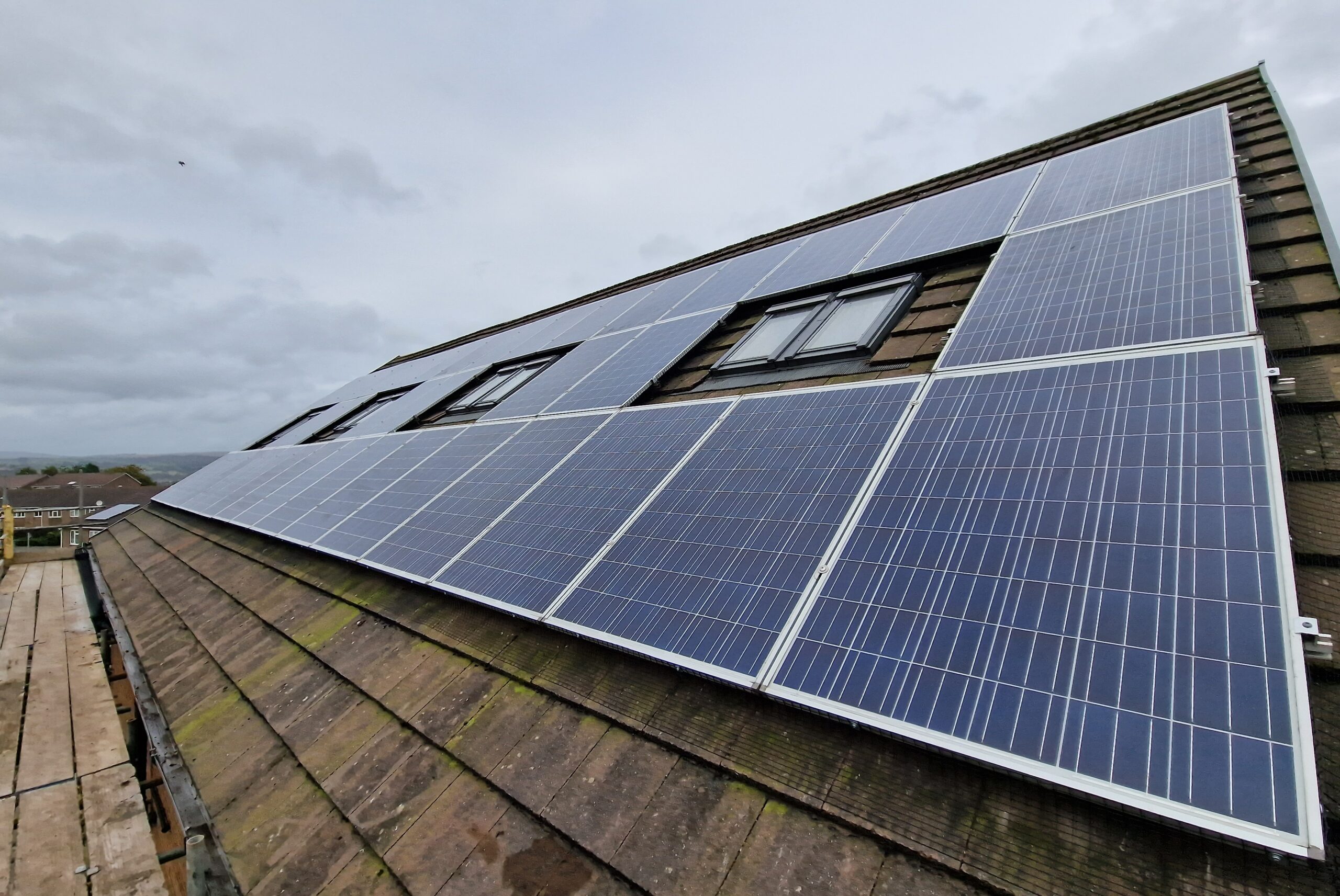 The new solar panels on the roof of Casey's Lodge
